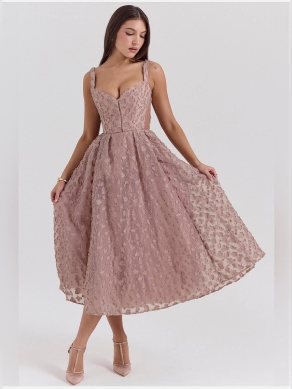 House of CB Lovely Floral Jacquard Midi Dress.